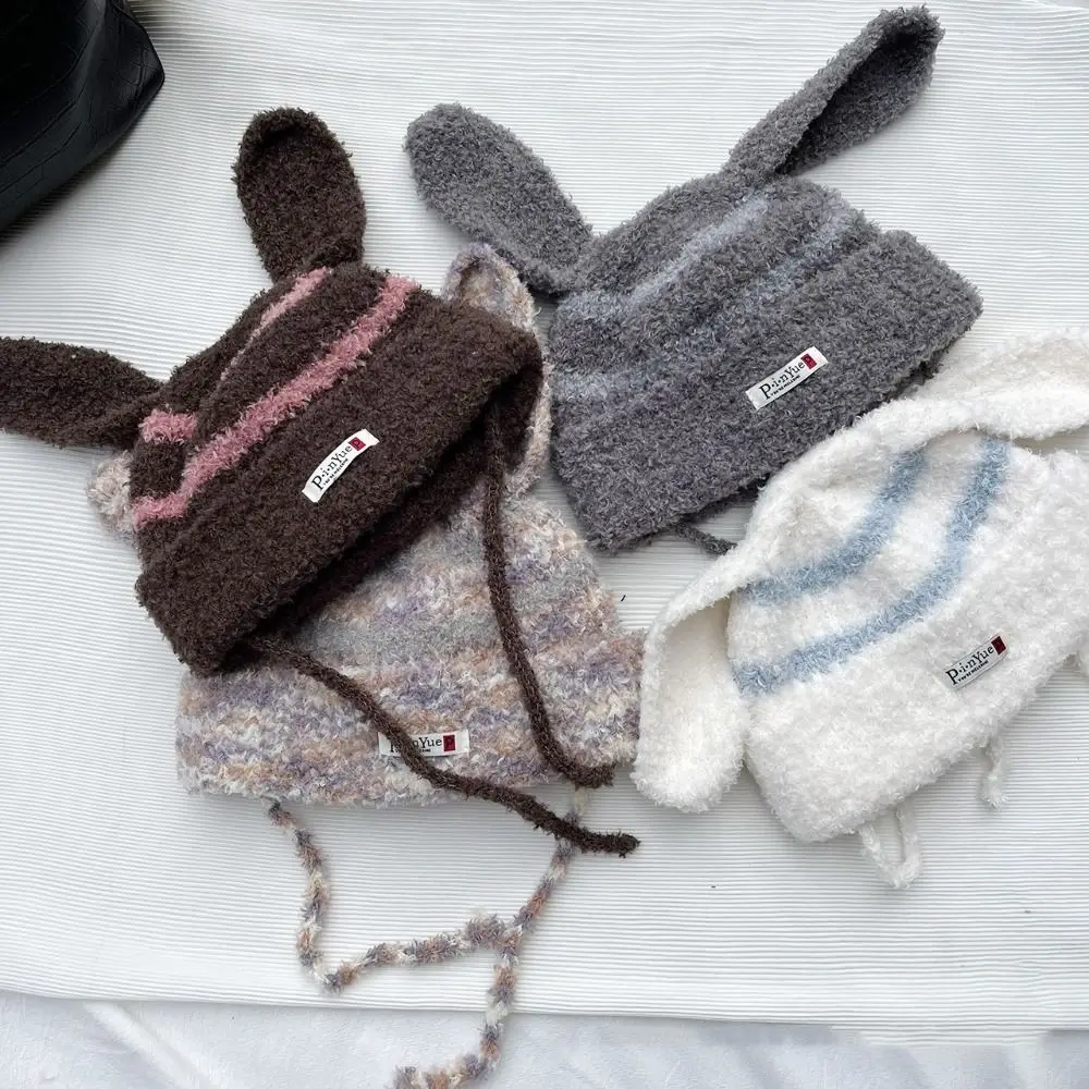 2024 Puppy Ears Knitted Hat Handmade Cute Ear Protection Hat Windproof Warm Pullover Hat Women