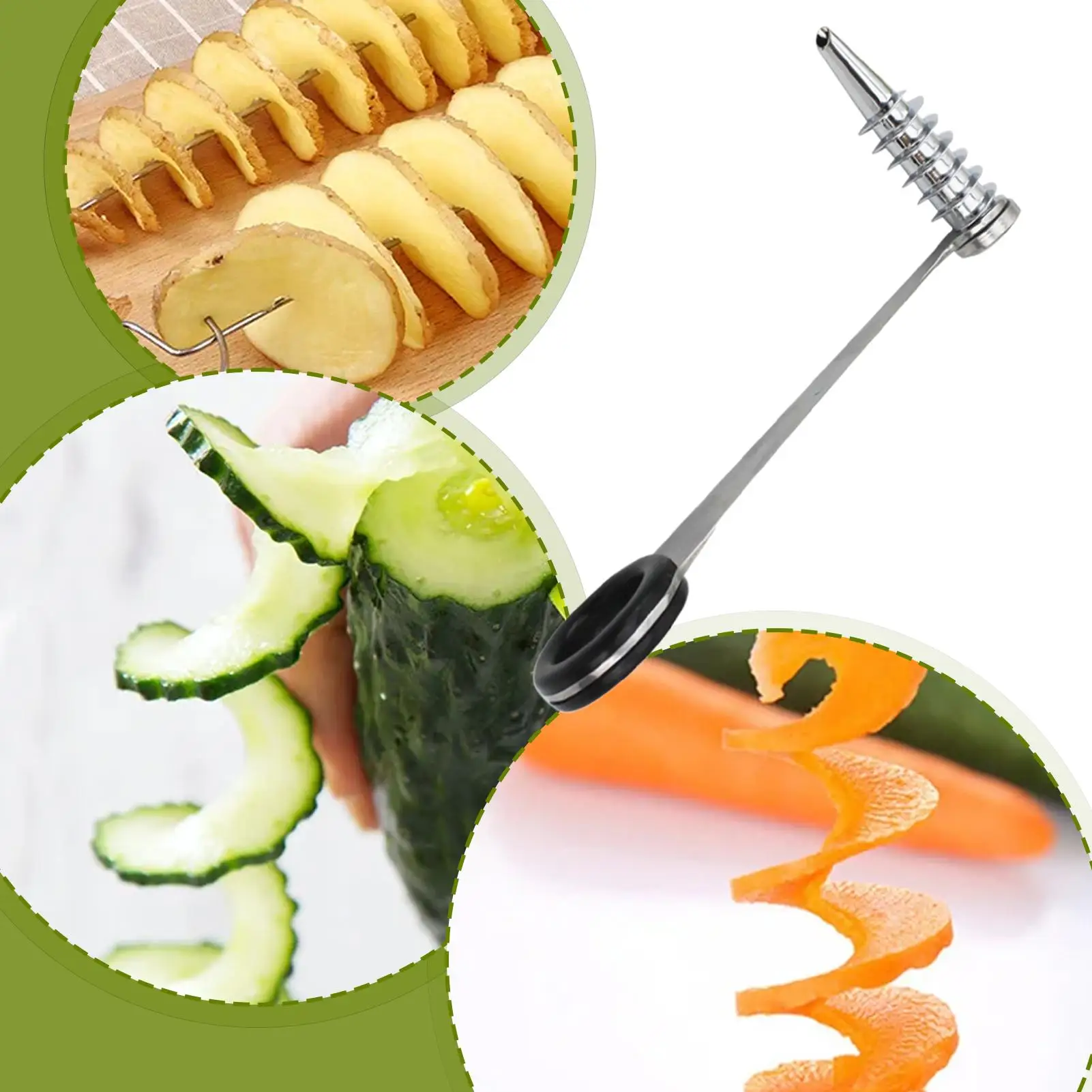 قطاعة خضروات من الفولاذ المقاوم للصدأ من Veggie Spiralizer لملحقات الطبخ الآمنة غير القابلة للانزلاق لصنع الطعام #4