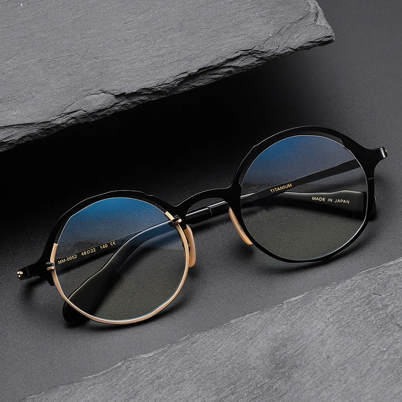 Ultra Light Irregular Round Eyewear Frame Men Women Pure Titanium Bendable Vintage Decor Frame Office Business Optics Myopia