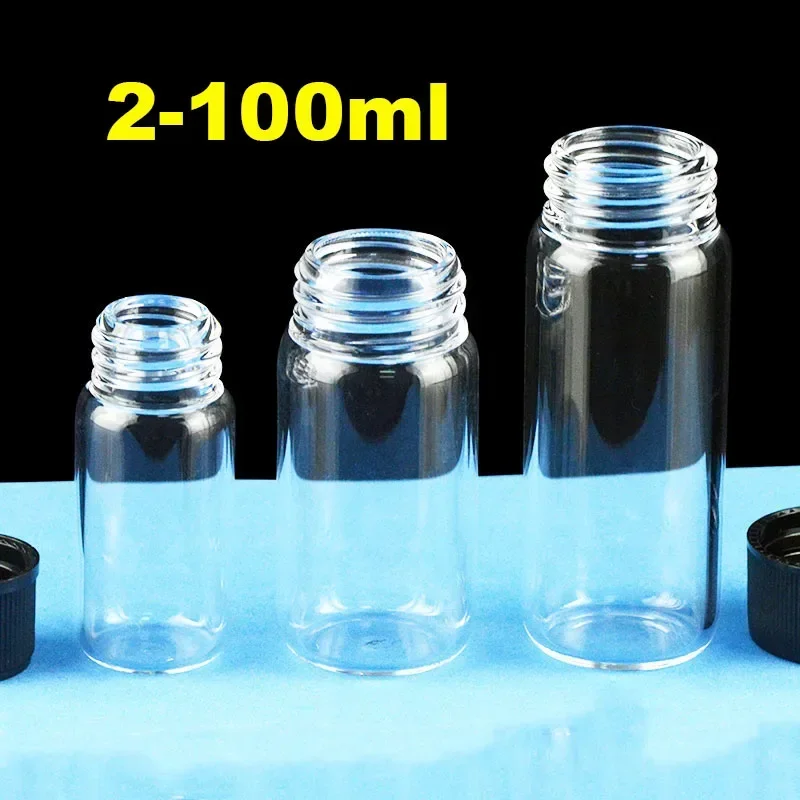 Quartz glass thread bottle screw sampling bottle sealed reagent bottle high temperature resistance 2-100ml
