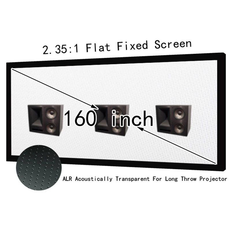 

160inch 2.35:1 ALR Acoustically Transparent Sound Screen With Flat Fixed Frame AT Projection Screens For Long Throw Projector