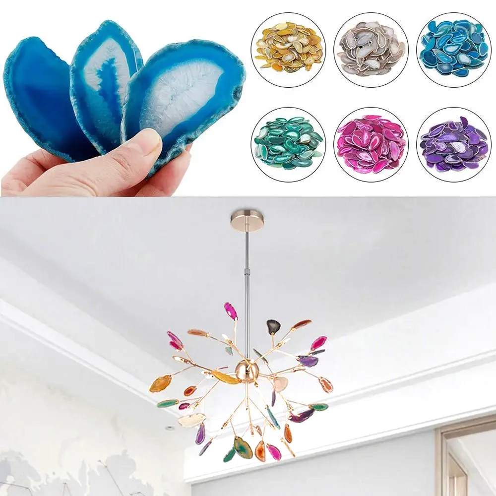 Natural Agate Geode Irregular Polished Crystal Slice Stone DIY Pendant Mineral Home Decoration Healing Crystal Stone Slice Gifts