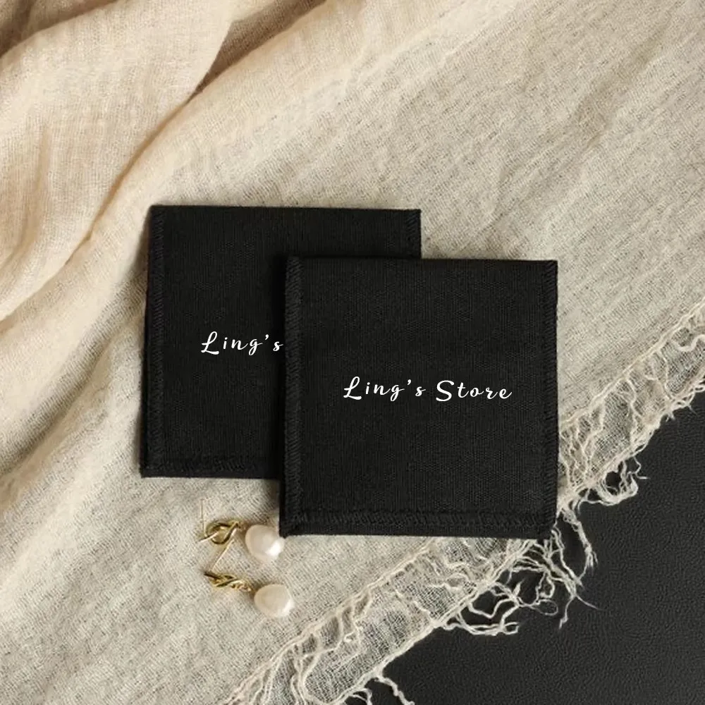 50Pcs Chic 8x8cm Cotton Purse Pouches Jewelry Packaging Bag Herringbone Cotton Dust Pouch for Costume Robe File Organizer Case
