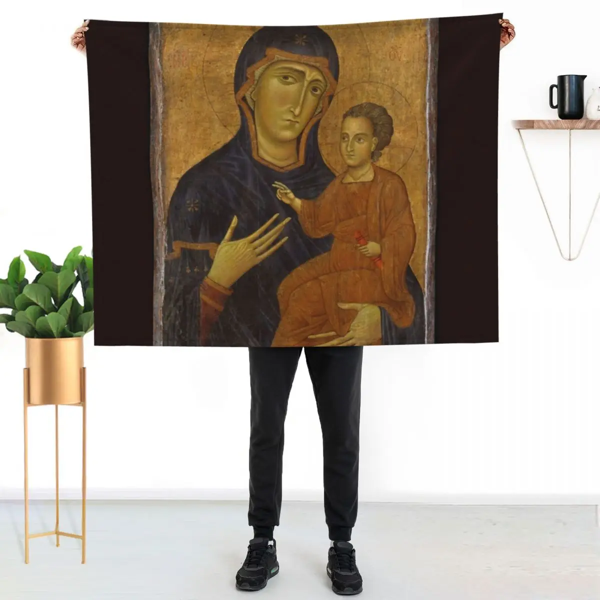 Madonna and Child, Berlinghiero 1300-1500 Throw Blanket Picnic Weighted Beach Giant Sofa Softest Nap Blankets