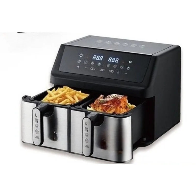 Dual Basket Air Fryer, Large Capacity Dual Zone Multi Cooker, Smart Touch Screen Oil Free Healthy Cooking With Double Pots