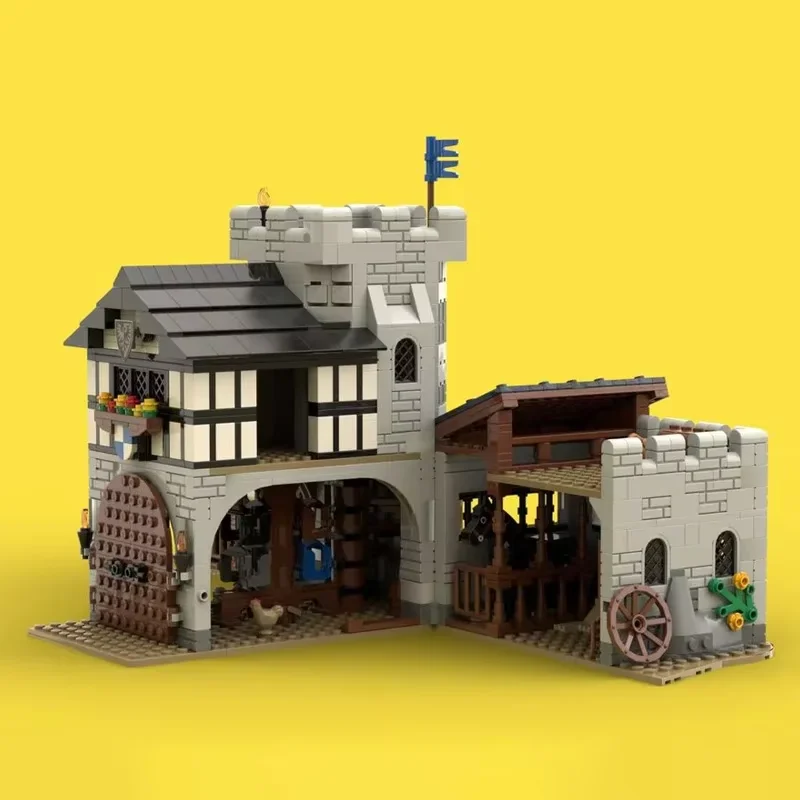 MOC Middeleeuws fort- en straatuitstraling Huismodel, Eagle Fighter-stabiliteitskit, speelgoedbouwstenen voor kleine deeltjes (1