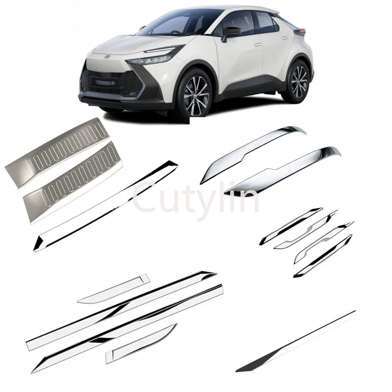 

For Toyota CHR C-HR 2024 2025 ABS Chrome Exterior Accessories Foglight Bezel Cover Bumper Strip Panel Rear Bumpr Cove Trim