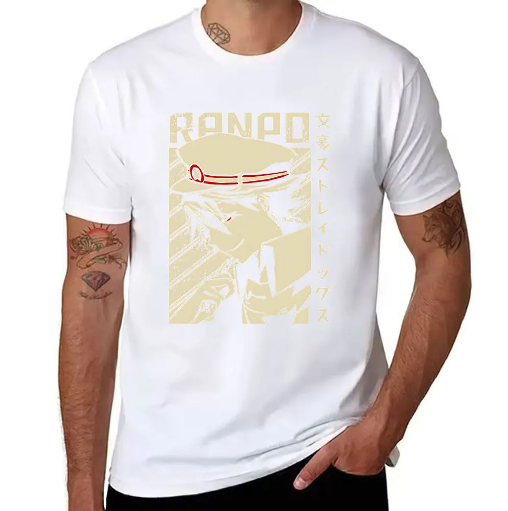 Men's Cotton T-shirt Edogawa Ranpo Bungo Stray Dogs Print Casual Short Sleeve Tee for Anime Fans