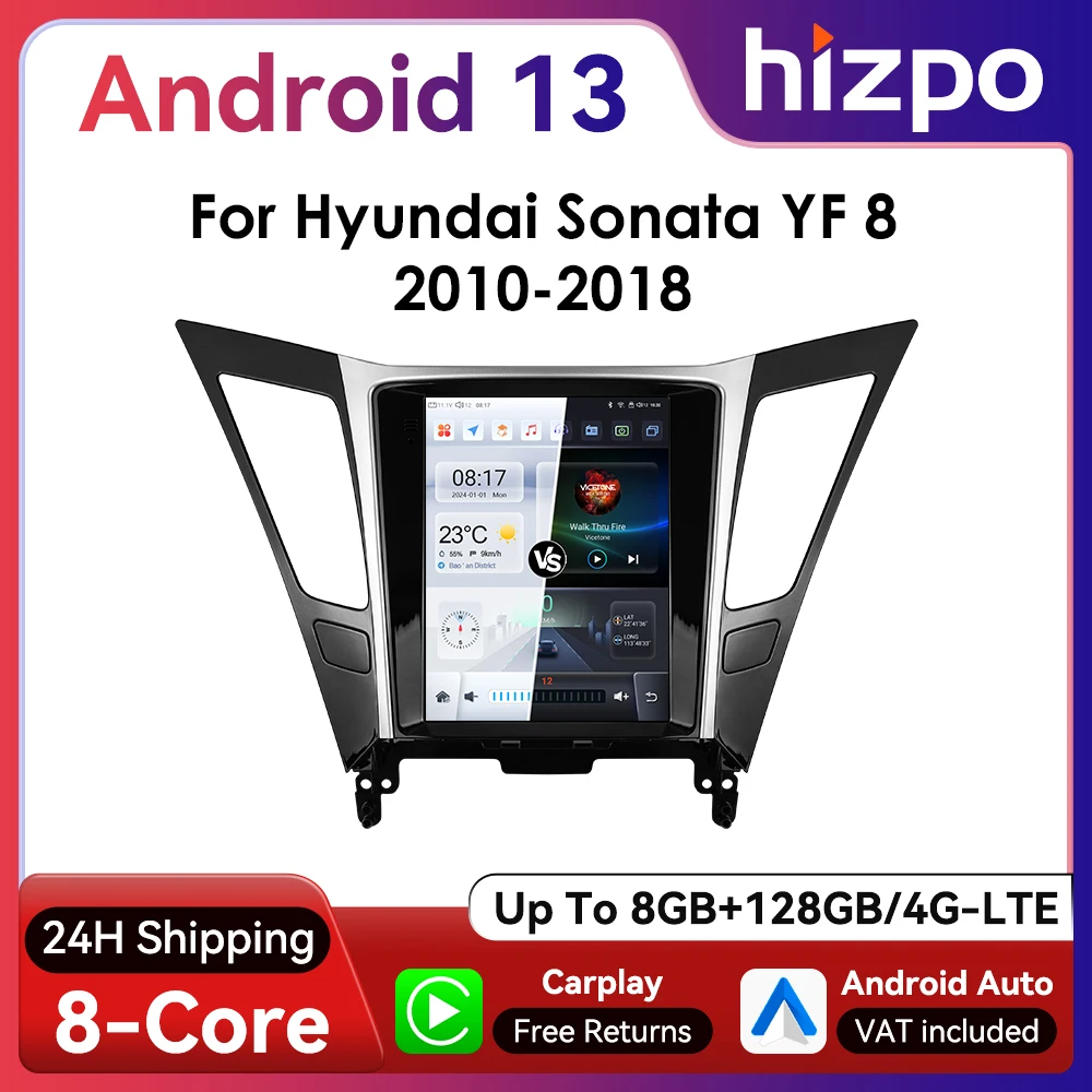 Hizpo 9.7inch Android Car Radio for Hyundai Sonata YF 8 2010 - 2018 Multimedia Navigation GPS RDS DSP BT 4G CarPlay