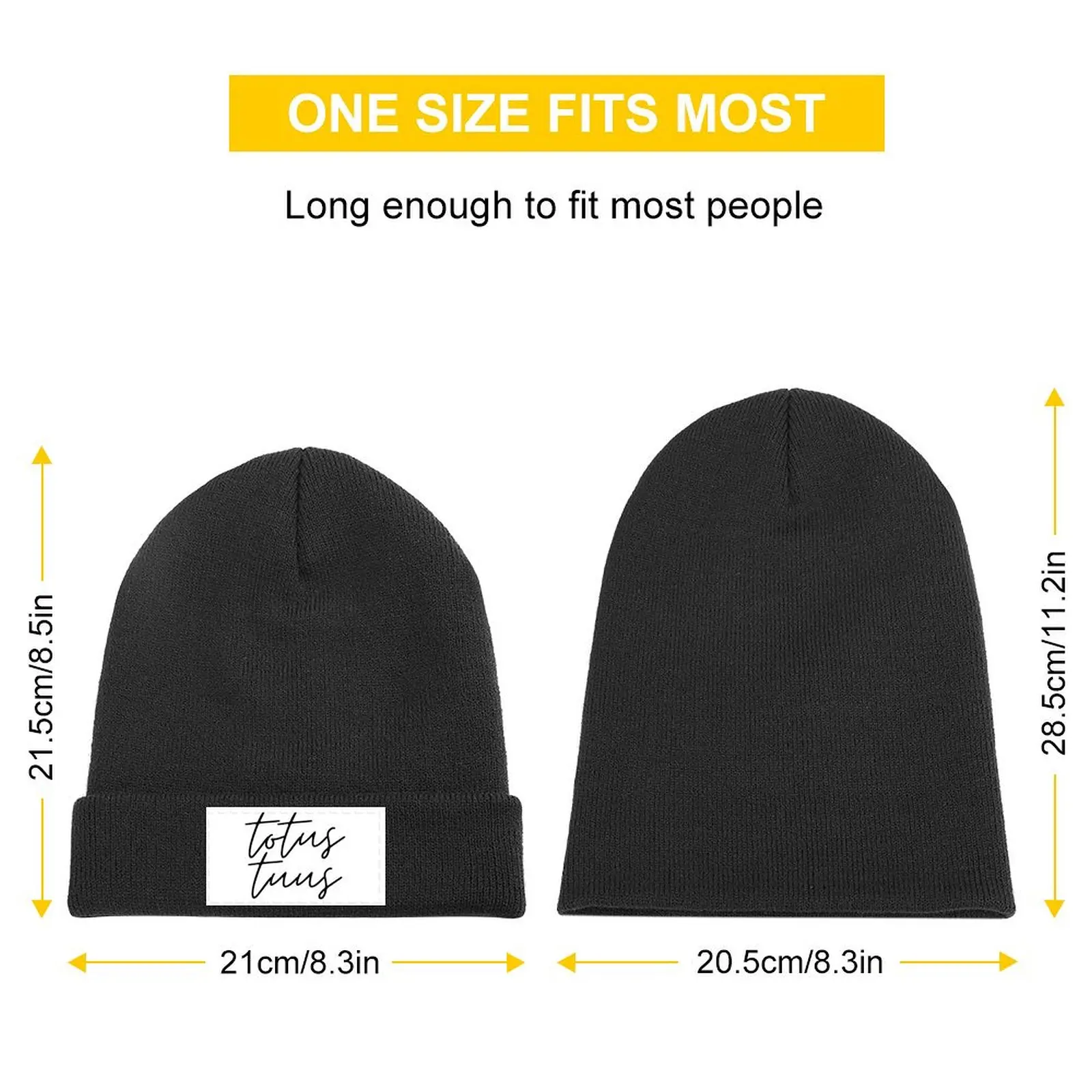 Totus Tuus Black Thin Cursive Knitted Cap Luxury Man Hat Mountaineering Woman Men's