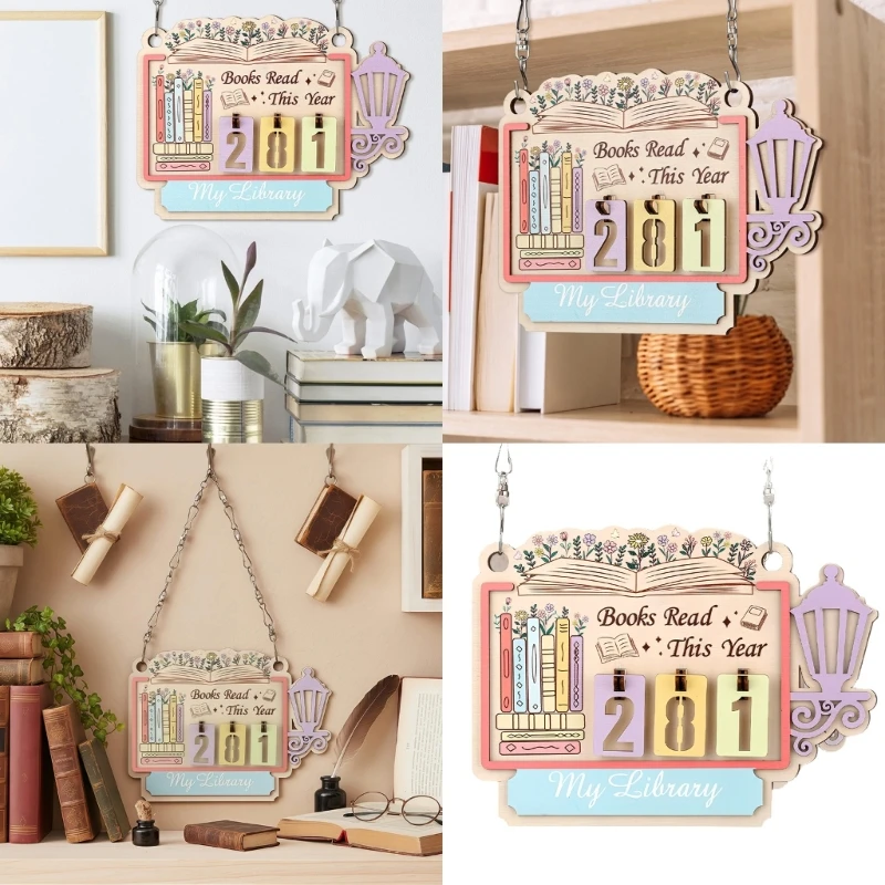 

Wooden Book Counter Promoting Green Reading Habits Simple Operation Reading Trackers Home School Library Reading Aids H8WD