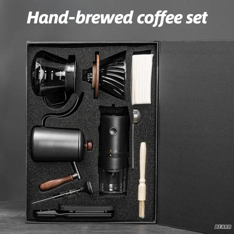 Coffee Hand Brewed Coffee Pot Set Gift Box Glass Filter Cup Sharing Pot Electronic Scale Bean Grinder  Hand-brewed Coffee Set