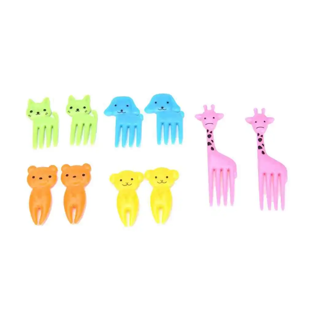 10pcs Animal Farm Fruit Fork Mini Cartoon Children Snack Cake Dessert Food Pick Toothpick Bento Lunches Party Decor Random Color