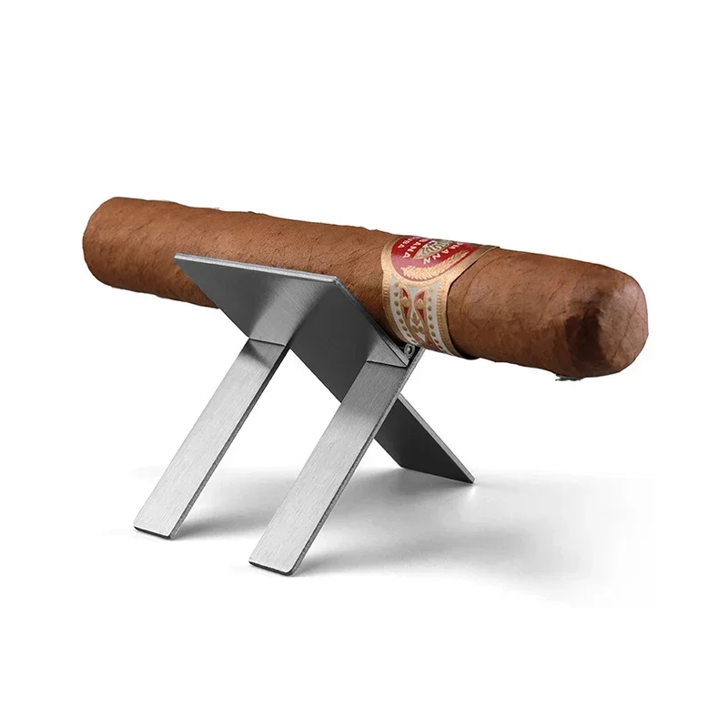 Cigar Holder Folding Stainless Steel Portable Cigar Stand Rack Easy to Use Cigar Accessories Pratical Tool for Smokers