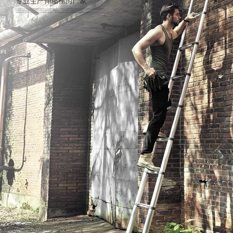 Thickened Aluminum Telescoping Ladder Portable Bamboo Joint Extension Ladder Folding Retractable Stairs Multi-Stage Step Stools