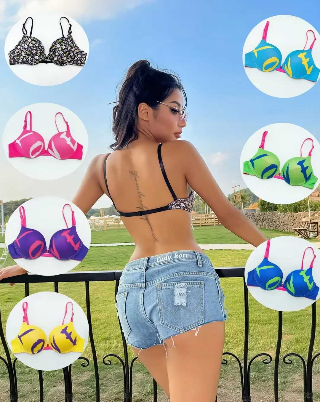 Front Button Women's Bra Comfortable Backless Design Sexy Colorful Color Plus Size lingerie for Girl Push Up Underwire Intimates