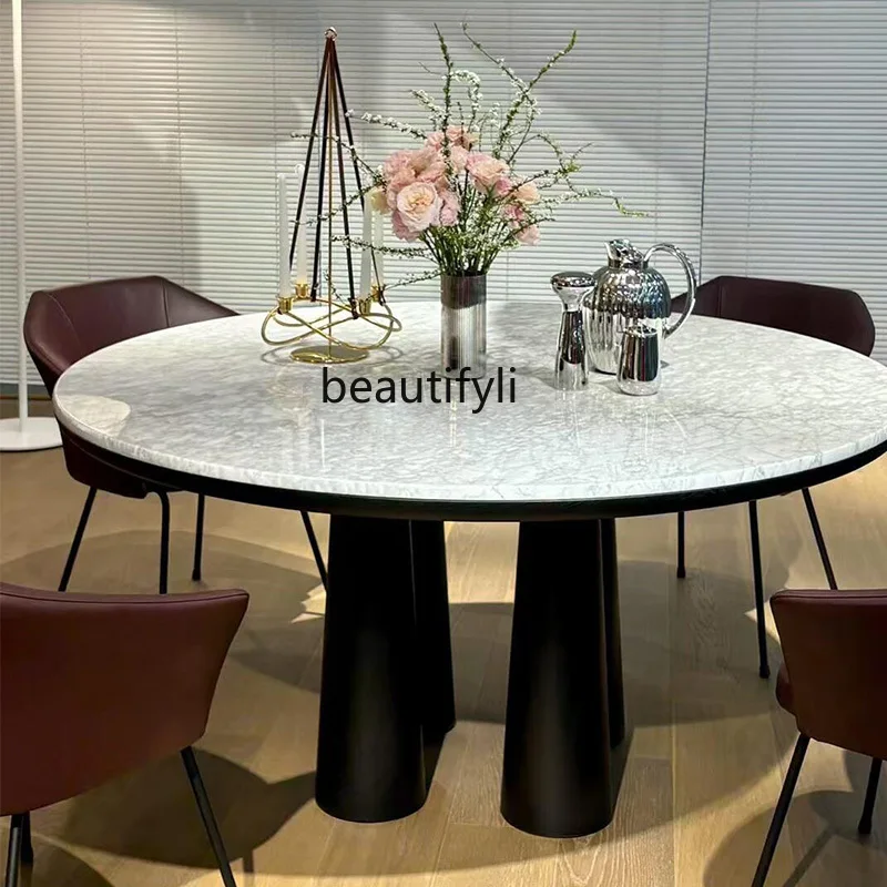 

Marble light luxury dining table designer high-end round table high-end household dining table