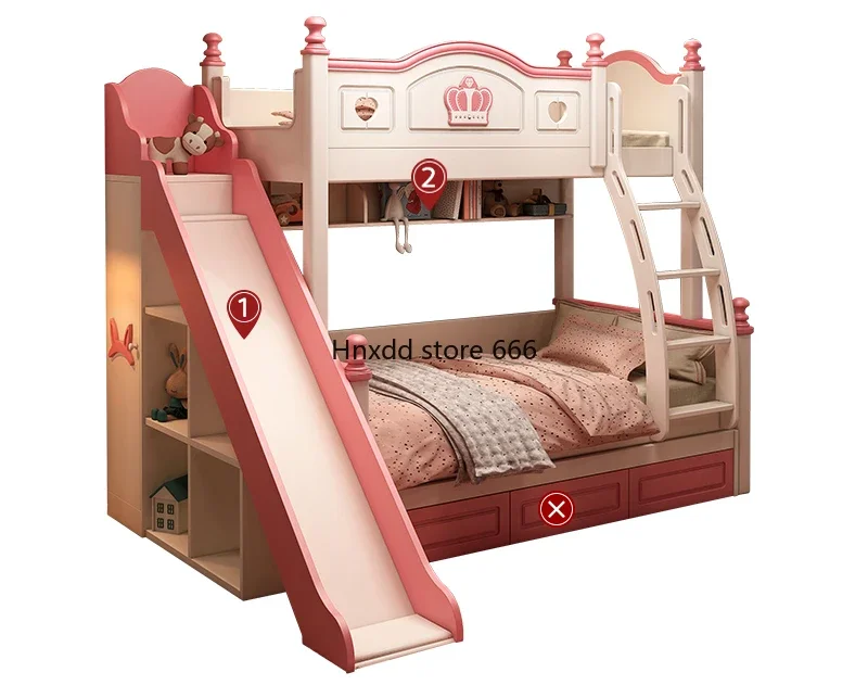 

Child Girl Princess Stair Slide Up and Down Bunk Bed Combination