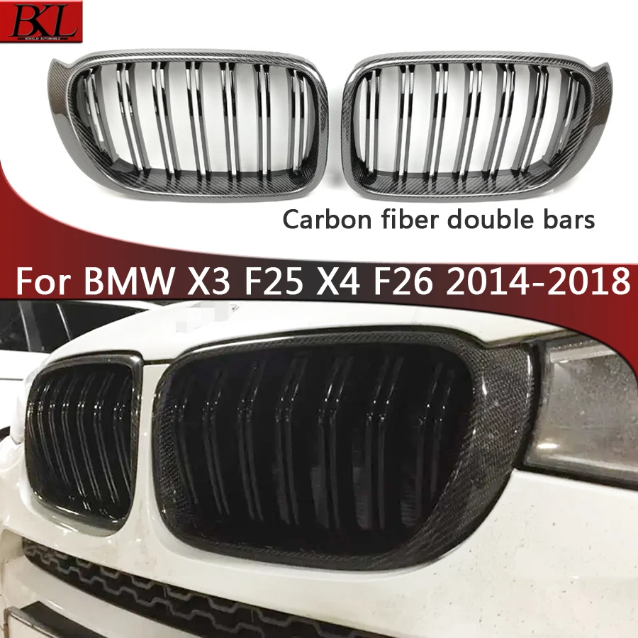 

For BMW X3 F25 X4 F26 2014-2018 Kidney Grille Glossy Black ABS M Style Color Plastic Front Bumper Auto Decor Grill body kit
