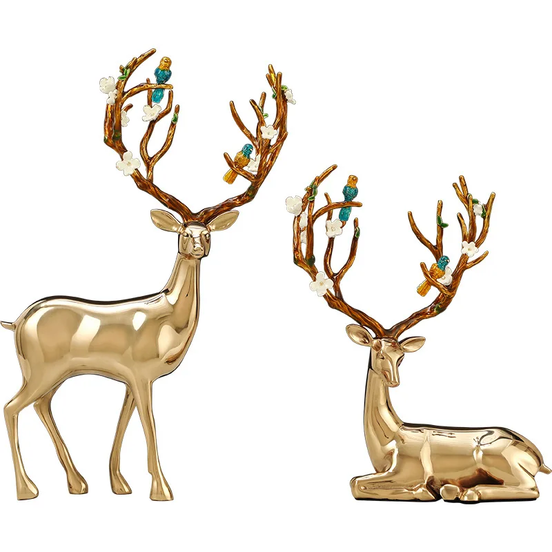 

Light luxury brass deer ornament