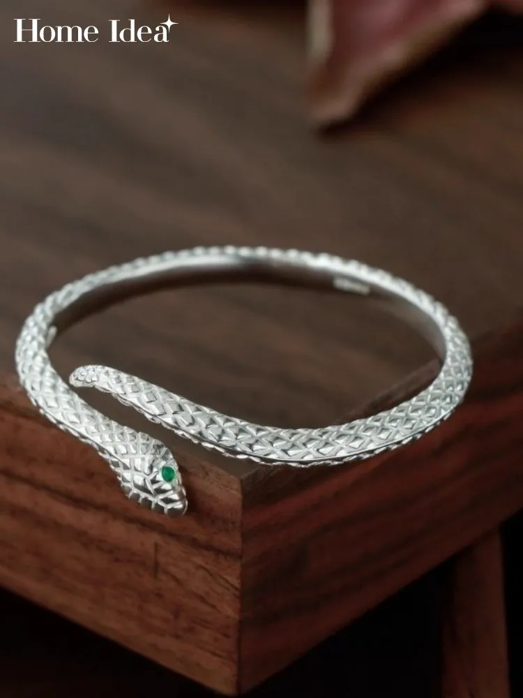 Fine Jewelry Gift New Women Serpentine Pattern 999 Sterling Silver Bracelet Fashion Accessories Ladies Designer Cuff Bracelets