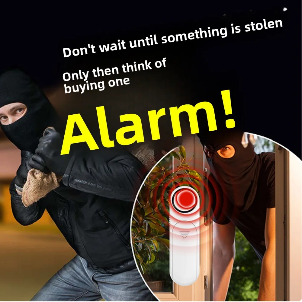 Commercial Grade Magnetic Alarm  Instant 120dB Siren Alert with LED Flash Wireless Entry Sensor  Stores  Apartments