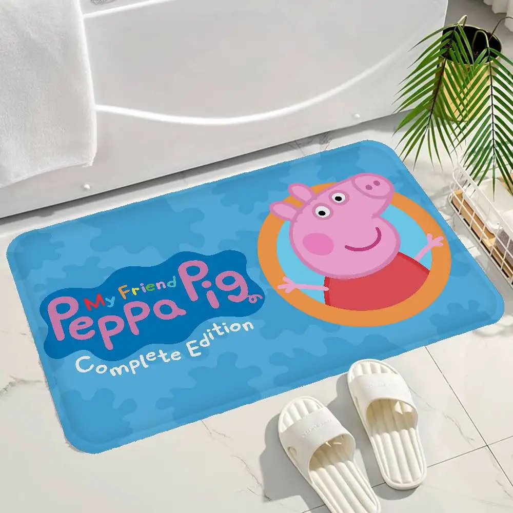 Cartoon Animation P-Peppas Pig Floor Mat INS Style Soft Bedroom Floor House Laundry Room Mat Anti-skid Household Carpets