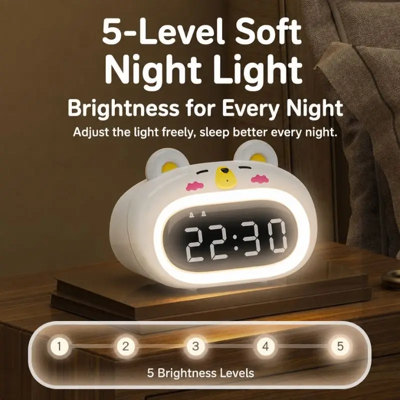 Cute Bear Shaped Visual Electronic Timer Dual Purpose Kitchen Alarm Clock Time Management Wake Up Clock For Student