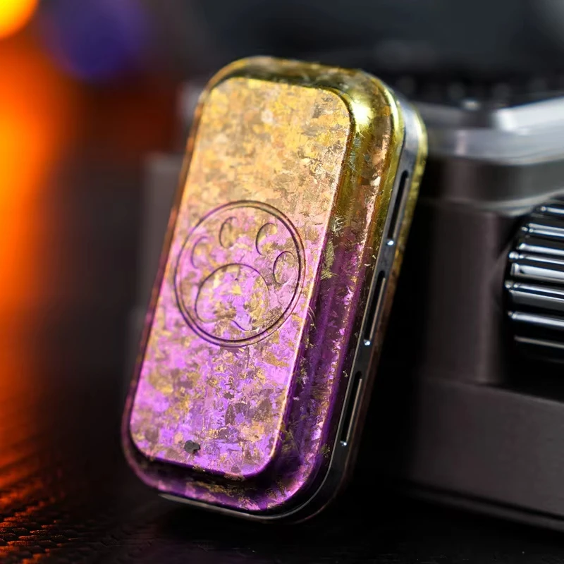 Ice Crystal Titanium Alloy EDC Three-layer Tuning Fork Magnetic Paragraph Push Card Decompression Desktop Toy Metal Pop Coin