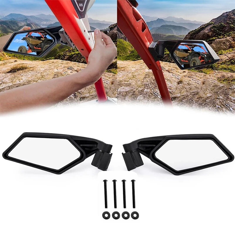 

1 Pair Motorcycle UTV Rearview Mirror Fit For Can Am Maverick X3 PP 2017-2022 2023 Shell+Glass Lens Motorcycle Accessories