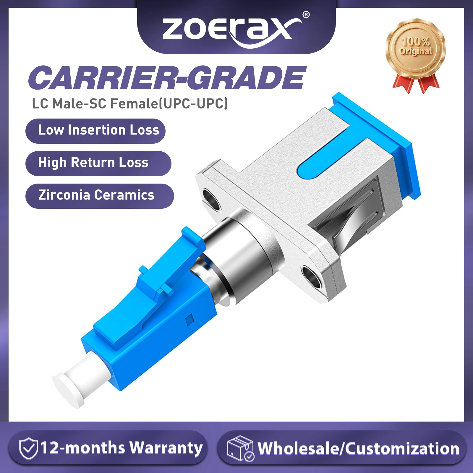ZoeRax LC/UPC to SC/UPC Hybrid Fibre Simplex Adapter Coupler for Patch Cord Pigtail Optical Power Meter Red Light Pen FTTH