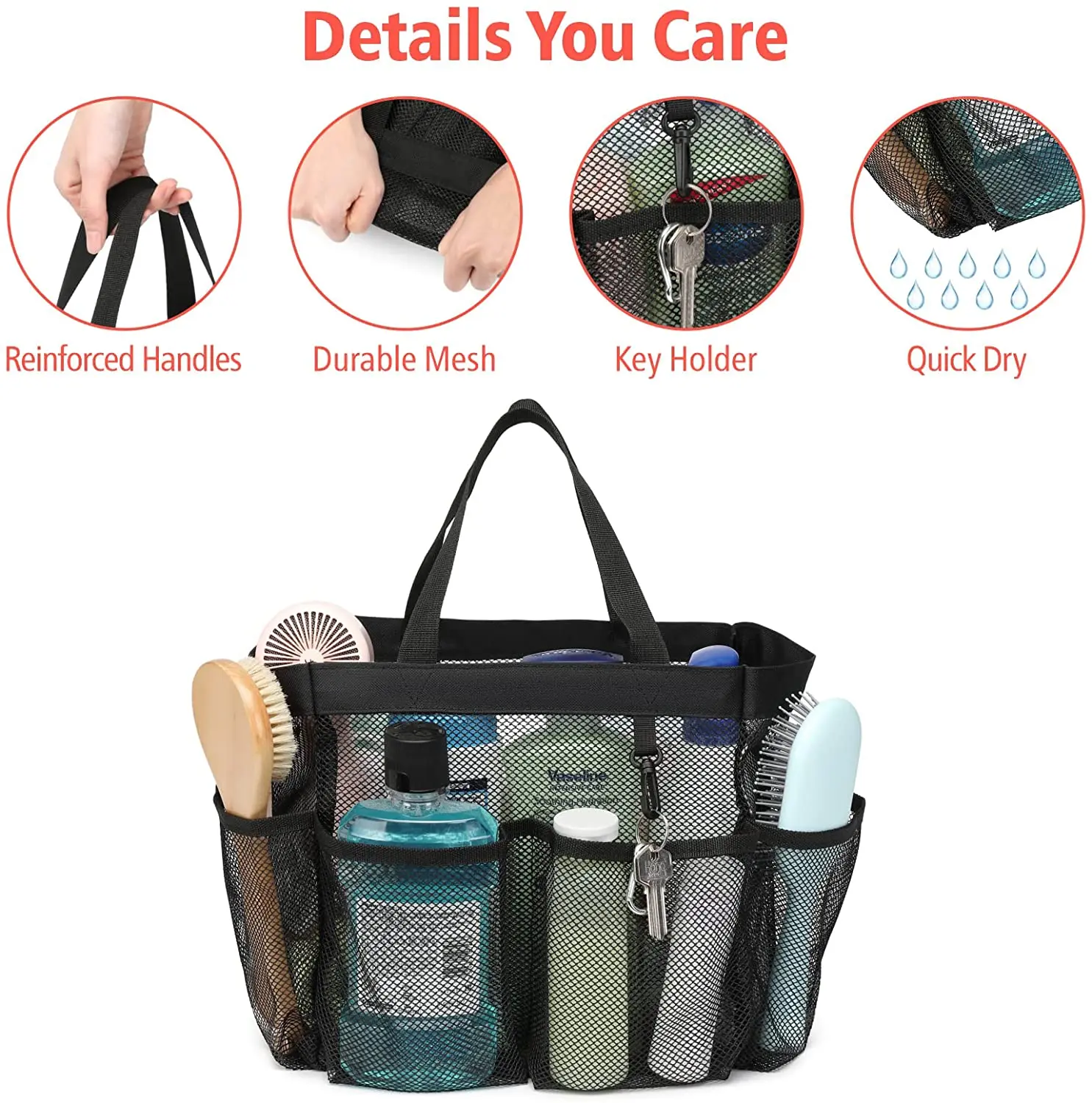 Portable Mesh Shower Caddy Tote Beach Bag Travel Storage Wash Bag Swimming Bath Bag Suitable for Outdoor Camping Quick Dry Tote