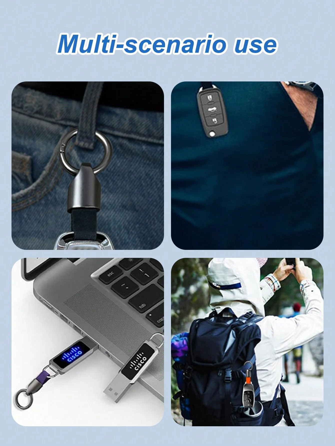 고품질 아연 합금 자동차 키체인, 짧은 분실 방지 키체인, 스웨이드 스트랩, 패셔너블한 키체인 클립, 남녀 공용, 벨트 클립 D