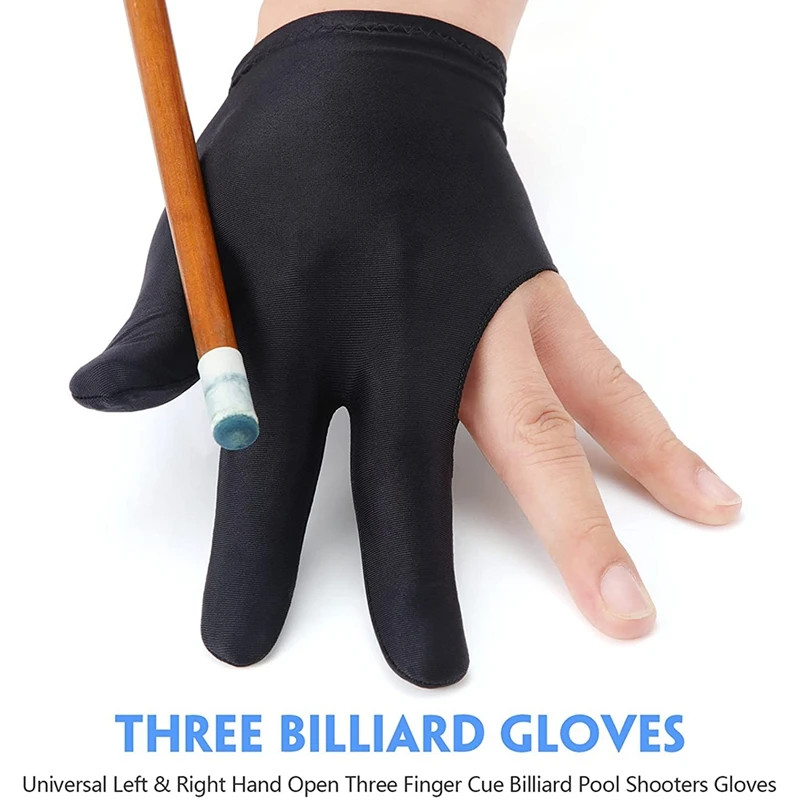 Breathable Pool Gloves Billiards Gloves Pool Left Right Hand Gloves Universal 3 Fingers Cue Gloves Cue Sports Gloves