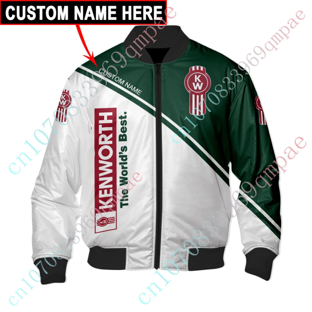 Kenworth Thick Coats Harajuku Parkas Windbreaker Techwear Baseball Uniform Jackets For Men's Clothing Bomber Jacket Custom Logo