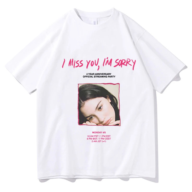 Gracie Abrams I Love You I’m Sorry T-shirts Kawaii Cartoon Tshirt Harajuku Casual 100% Cotton Tee-shirt Print Men/women T Shirts