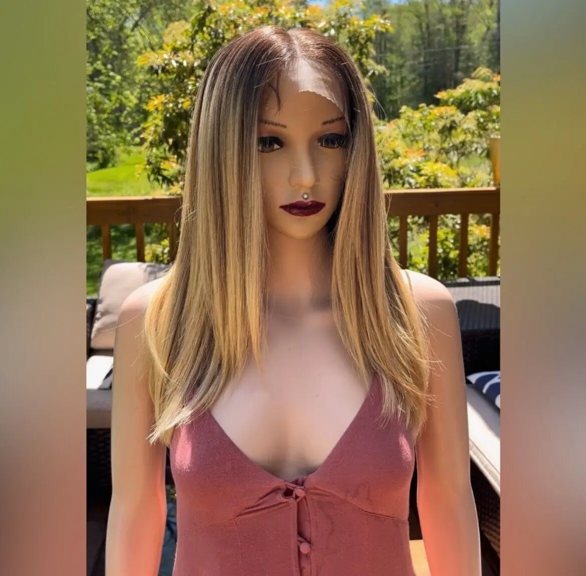 

Ежедневный ПАРИК! Прямые коричневые корни средней длины до блондинки, кружевная передняя часть