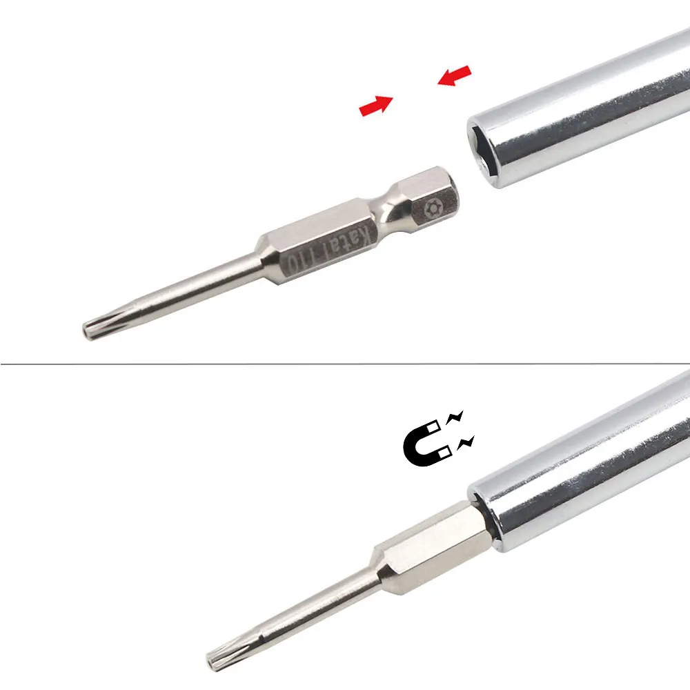 2Pcs 6.35mm Hex Bit Holder Screwdriver Handle for 1/4 Inch Bits, Magnetic Bit Driver with Soft Handle, 115mm and 200mm Long