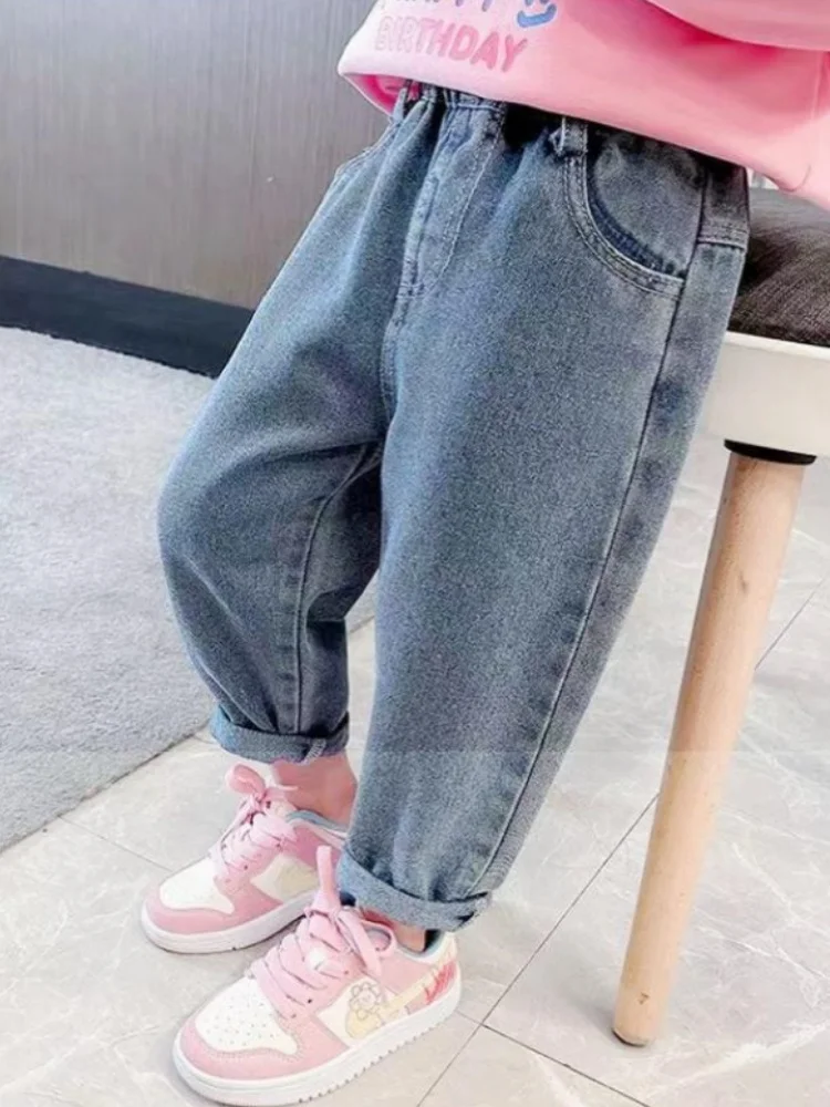 Mädchen-Jeans mit elastischer Taille, modische Denim-Hose mit Hasen-Print, Frühlings- und Herbsthose, lässige Kleidung für Mädchen von 2-10 Jahren – Detail 3