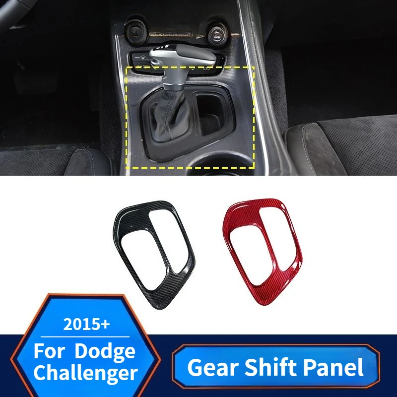 

For Dodge Challenger Real Dry Carbon Fiber Gear Shift Panel Inner cover Frame 2015+ Decorative Bezel Interior Accessories