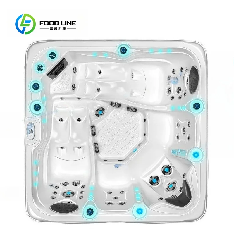 Custom Outdoor 4-Person Spa Hot Tub, CE Certified Professional Hydrotherapy Tub with Ozone Sterilization System