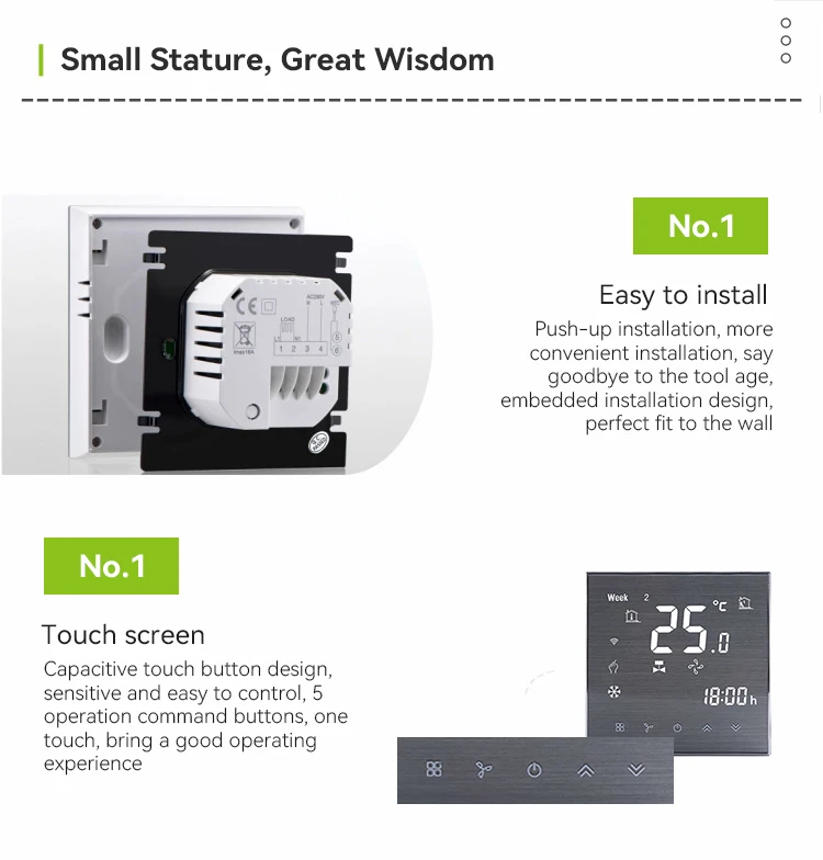 تصميم وحدة ملف مروحة تكييف الهواء وحدة التحكم في درجة الحرارة ترموستات الغرفة مع التطبيق