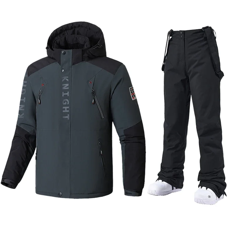 

New Winter Men Thermal Thick Ski Suit Male Windproof Skiing and Snowboarding Sets Fleece Jacket Pants Male Camping Snow Costumes