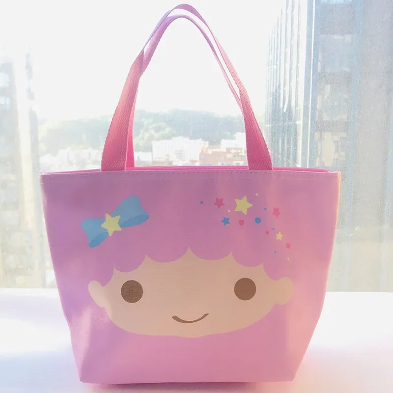 New Sanrioed Kawaii Anime Cartoon series Little twin star Creative high color value cute handbag girl storage bag insulation bag