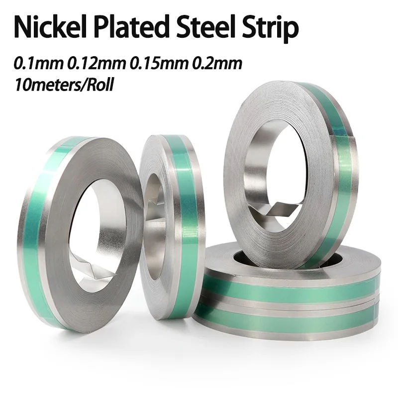 

5 рулонов никелированной сварочной ленты для точечной сварки, 10 м/рулон, 0,1-0,2 мм, высокопроводящая соединительная лента для литий-ионных аккумуляторных блоков 18650 21700