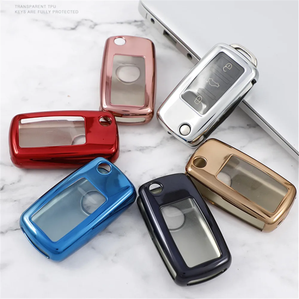 Car Key Cover Case Shell Fob for Volkswagen VW Golf Bora Jetta POLO Passat for Skoda Octavia A5 Fabia for SEAT Ibiza Keychain