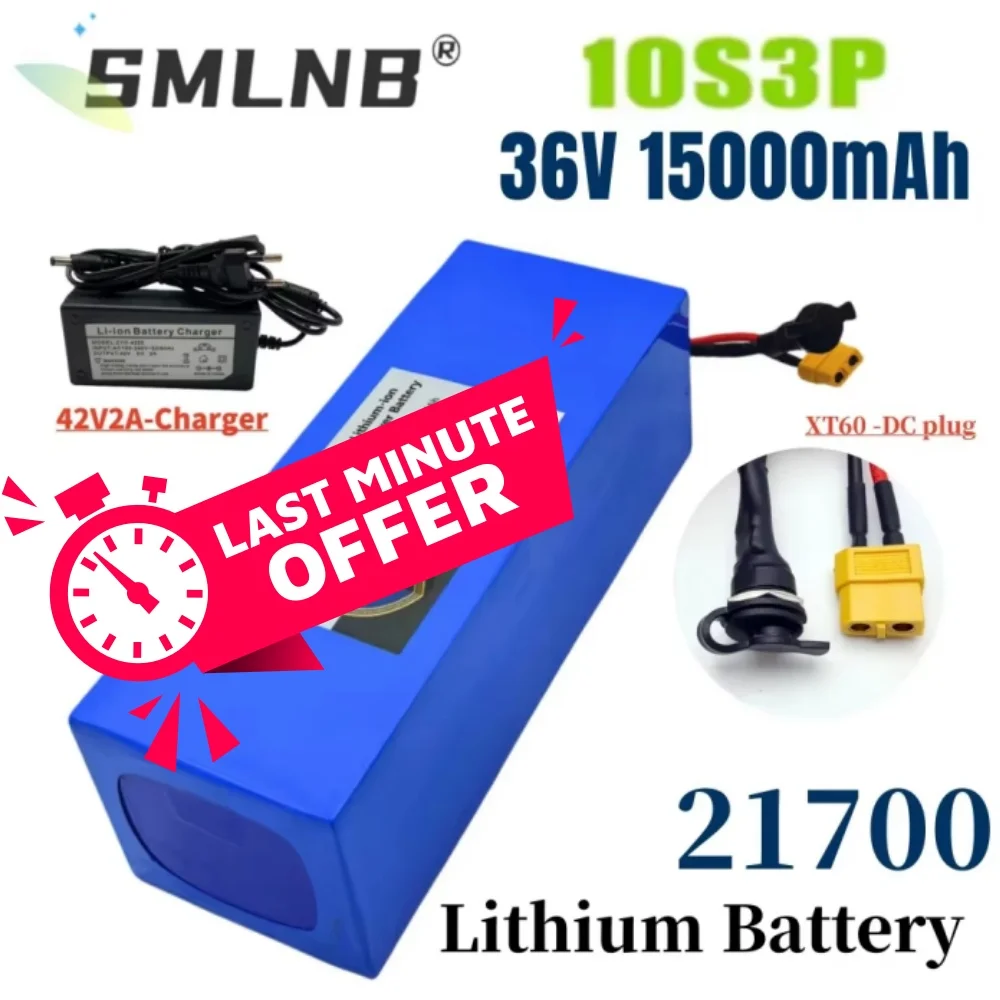 

10S3P 36V 15000mAh 21700 Lithium Battery Pack for Electric Scooter Built-in BMS And 42V 2A Charger High Capacity Scooter Battery