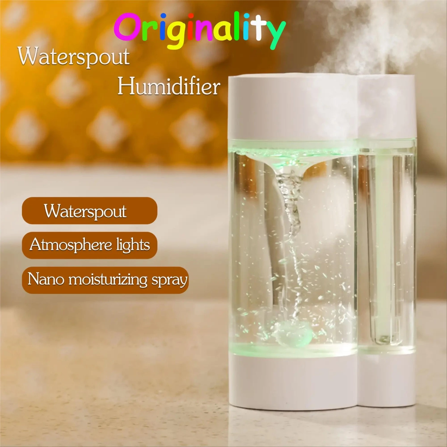 Umidificador Waterspout para Enhancing An, Crie um Ambiente Transparente com o Refrescante, Calmante, Sereno Cool, 500ml