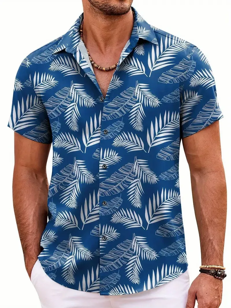 Men\'s Retro Loose Shirt Men\'s Short Sleeve Shirt 3D Printed Hawaiian Shirt Summer Casual Versatile Holiday Beach Shirt Tops