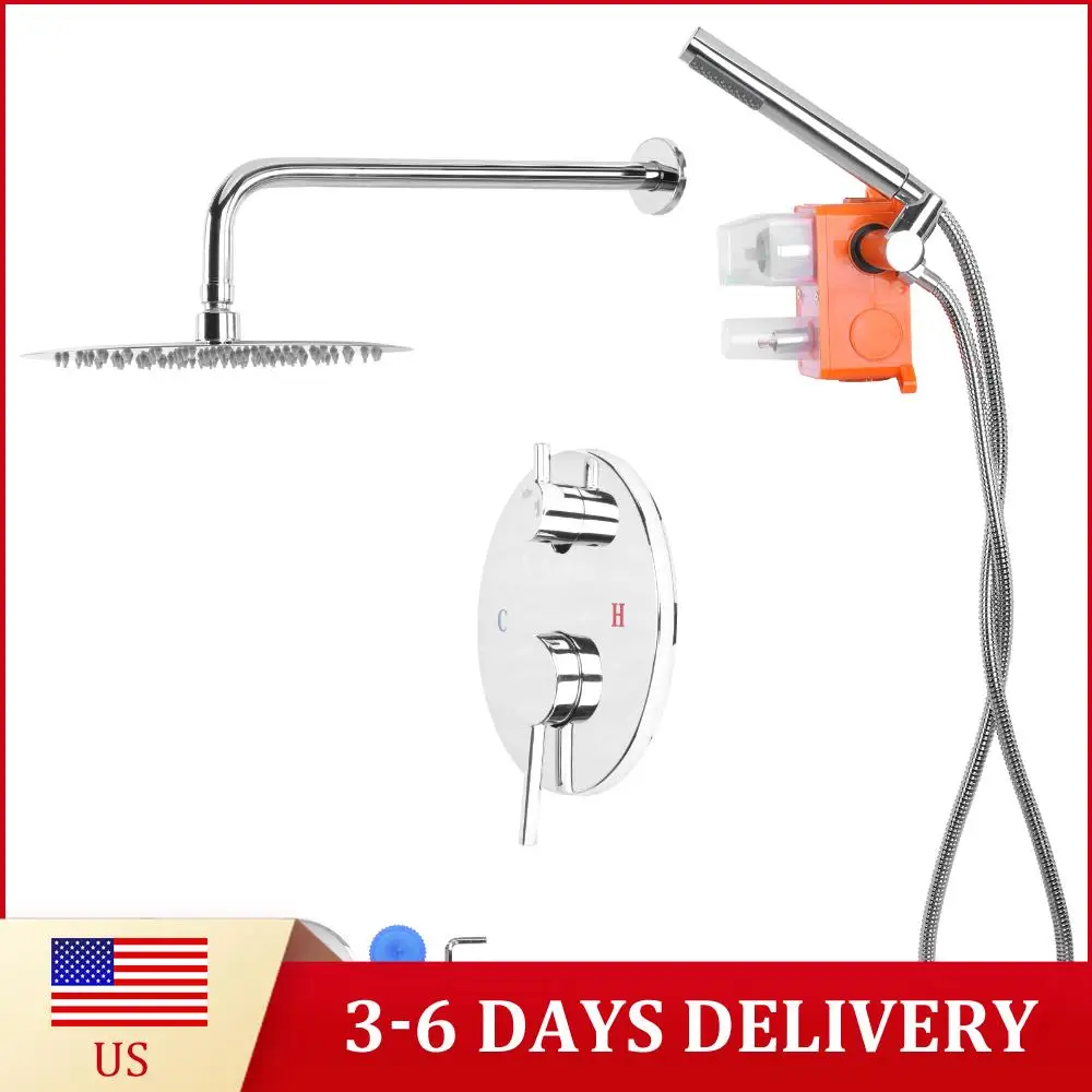 

Ceiling Mount Shower System with 10 Inch Showerhead High Pressures Shower Trim Kit with Rough-in Valve for Home Bathroom Hotel